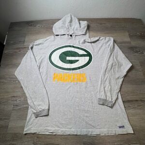 Trench Ultra Green Bay Packers Hooded Shirt Mens XL Grey Striped Vintage 90s USA